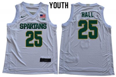 Youth Michigan State Spartans NCAA #25 Malik Hall White Authentic Nike Stitched College Basketball Jersey XQ32Y63RJ